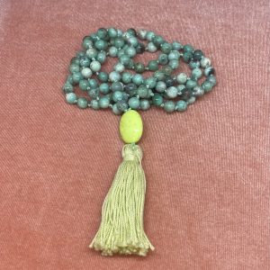 Chrysoprase Mala Bead Necklace